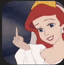 a cartoon of a little mermaid giving the middle finger .