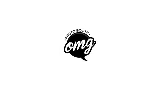 a black and white logo for a photo booth company called omg