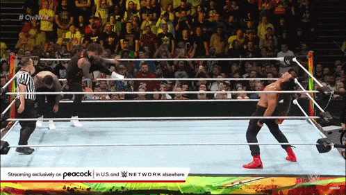 a wrestling match is being streamed exclusively on peacock in u.s. and network elsewhere
