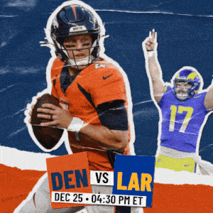 an advertisement for a football game between denver and lar