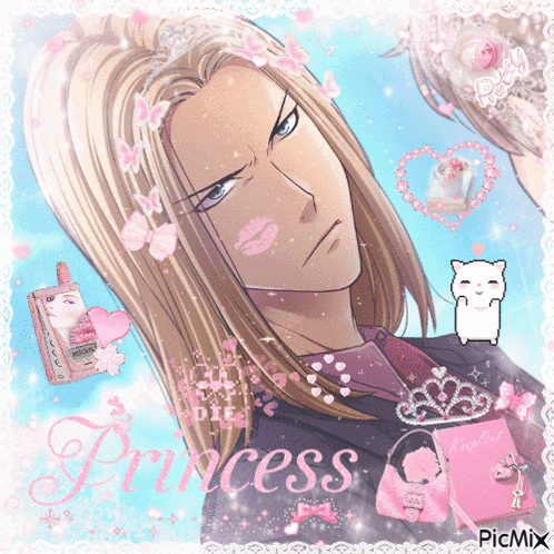 a picture of a man with the word princess written on it