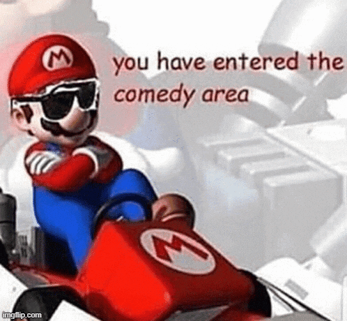 a picture of mario wearing sunglasses and a hat is sitting on a kart .