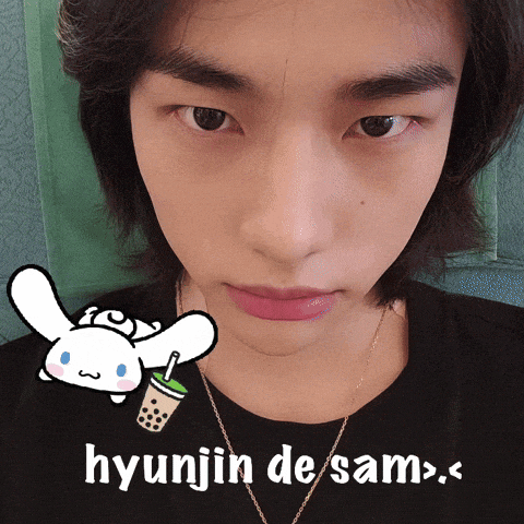a picture of a young man with the name hyunjin de sam