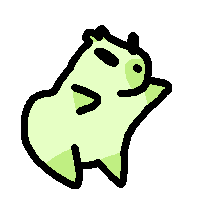 a pixel art drawing of a green frog with a black outline on a white background .
