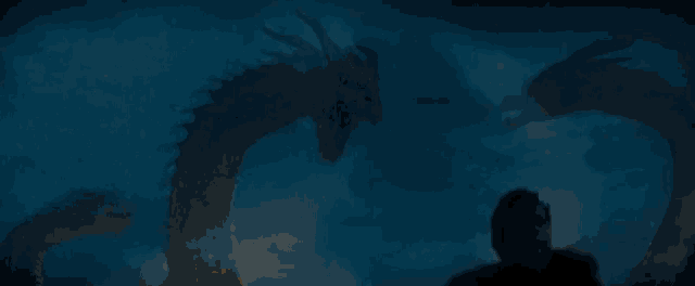 a dragon is silhouetted against a lightning bolt