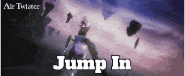 a video game called air twister shows a character jumping in the air