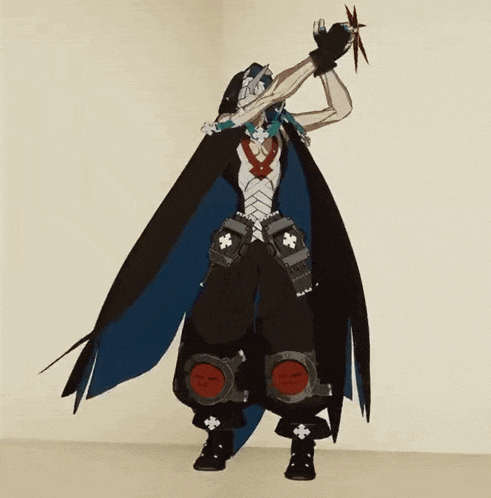 a drawing of a person with a blue cape and a red cross on their chest