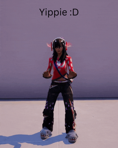a video game character with the name yippie written on the bottom