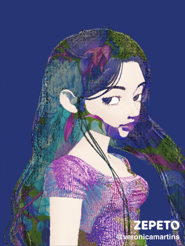 a cartoon drawing of a girl with the name zepeto on the bottom