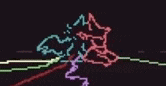 a computer generated image of a person holding a lightning bolt in a dark room .