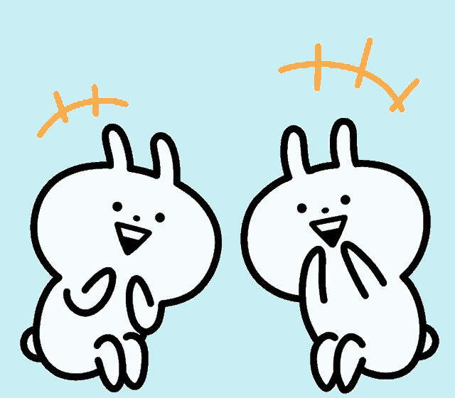 two cartoon rabbits are sitting next to each other with stitches on their head