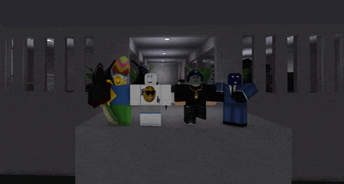 a group of roblox characters are posing for a picture