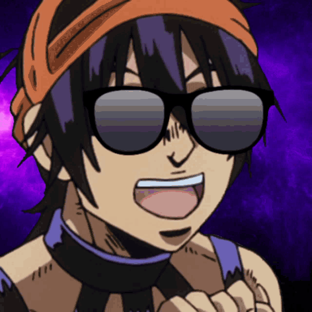 a cartoon character wearing sunglasses and a headband is smiling