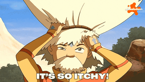 a cartoon character says it 's so itchy with a nickelodeon logo behind him