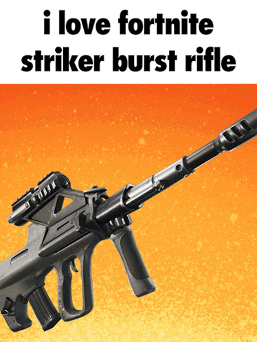 a picture of a rifle with the words i love fortnite striker burst rifle below it