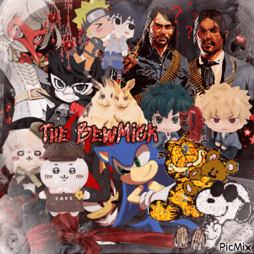 a collage of cartoon characters including sonic the hedgehog and red dead redemption 2