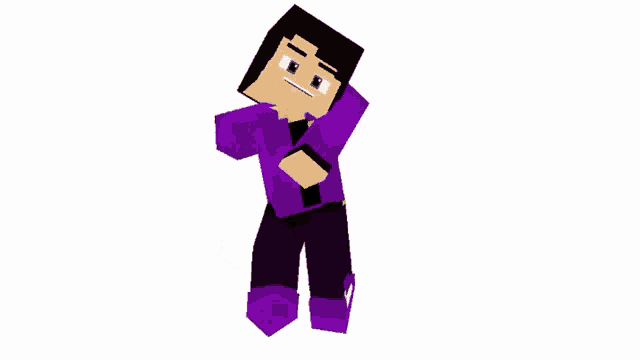 a cartoon character is wearing a purple sweater and pants