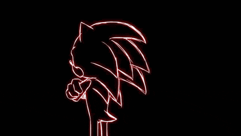 a neon drawing of a sonic the hedgehog with a black background .
