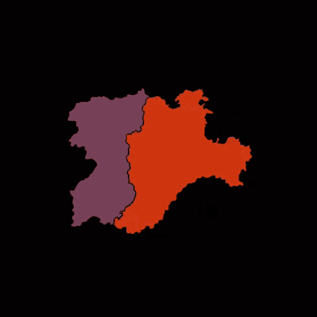 a purple and orange map with the words llion sin castiella on the bottom