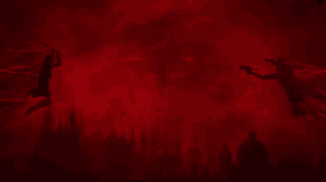 a dark red background with a few lines of red light