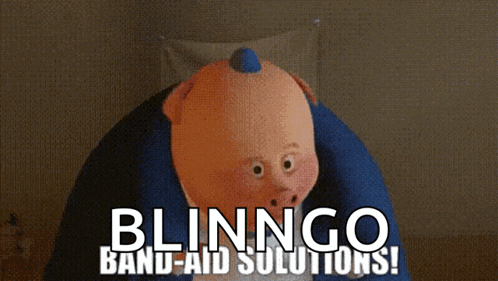 a stuffed animal with the words blinngo band aid solutions on it
