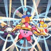 a group of cartoon characters are flying in the air .