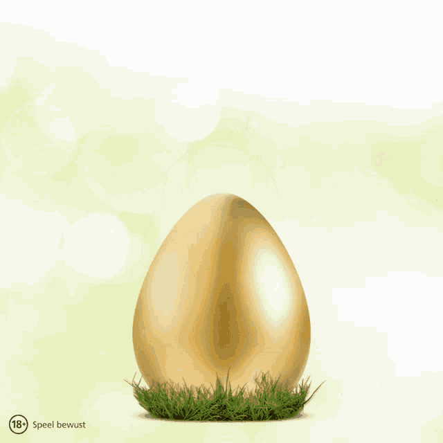 a chick is coming out of a golden egg with the word speel written below it