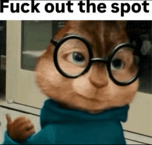 a chipmunk wearing glasses and a blue sweater is giving a thumbs up sign .