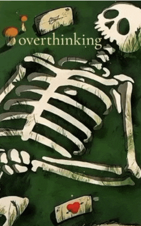 a skeleton is laying in the grass with a bottle of wine and a bottle of cheese .