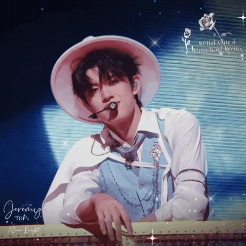 a jeremy top 's poster with a white hat
