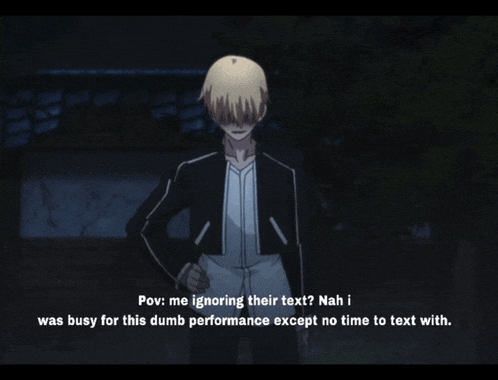 a man in a black jacket is talking about ignoring their text