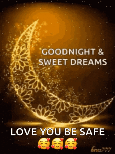 a goodnight and sweet dreams message with a crescent moon in the background