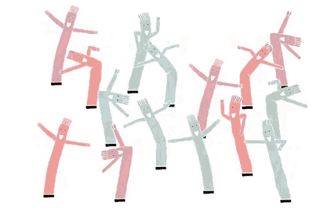 a bunch of people are dancing in a row