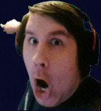 a man wearing headphones makes a surprised face