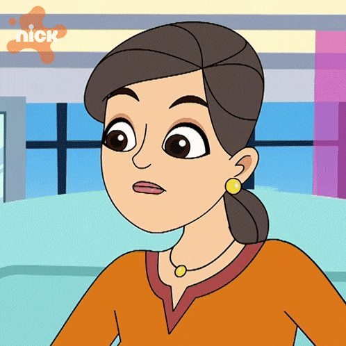 a cartoon of a woman with a nick logo on the bottom