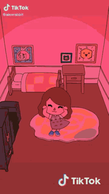 a cartoon of a girl in a room with a tiktok watermark