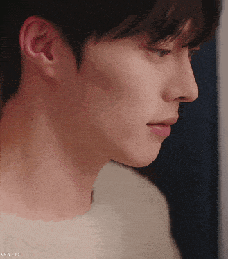 a close up of a man 's face with the word ann on the bottom left
