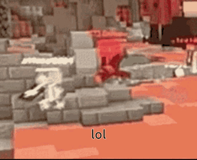 a blurred image of a brick wall with the word lol on the bottom