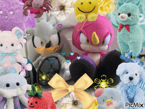 a collage of stuffed animals with a picmix watermark on the bottom right