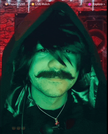 a man with a mustache wearing a green hooded jacket