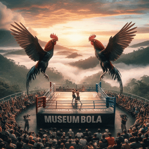 a boxing ring with a sign that says museum bola on it