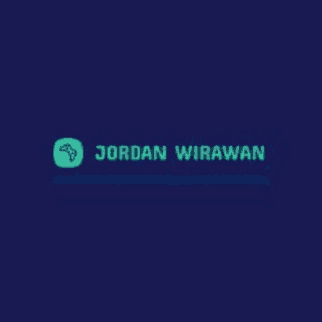 the logo for jordan wirawan is a blue background with a green icon .
