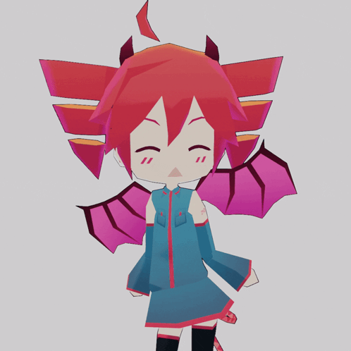 a cartoon character with red hair and pink wings has the letter m on her arm