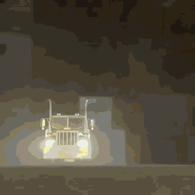 a model semi truck is driving down a road