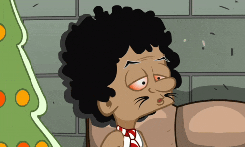 a cartoon drawing of a man with curly hair