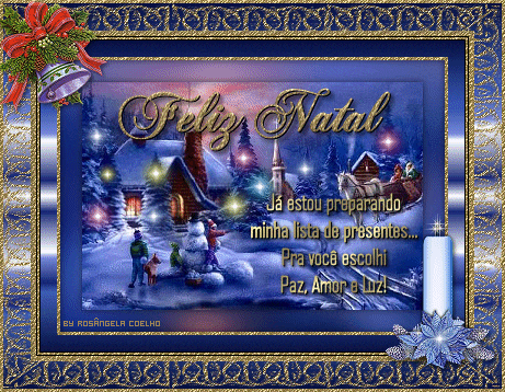 a christmas card with a snowy scene and the words feliz natal