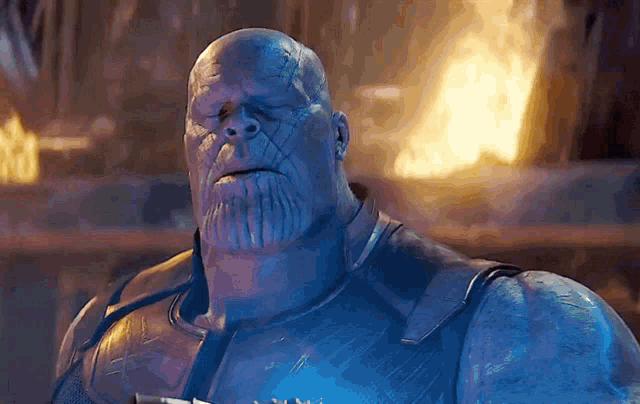 thanos from the movie avengers infinity war looks tired