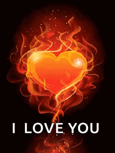 a heart that is on fire with the words i love you below it