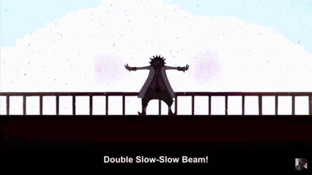 monkey d luffy says double slow-slow beam in a cartoon