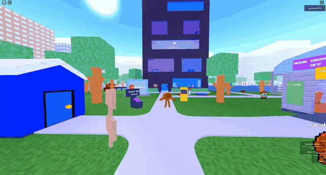 a screenshot of a video game shows a building that says moon grow drift